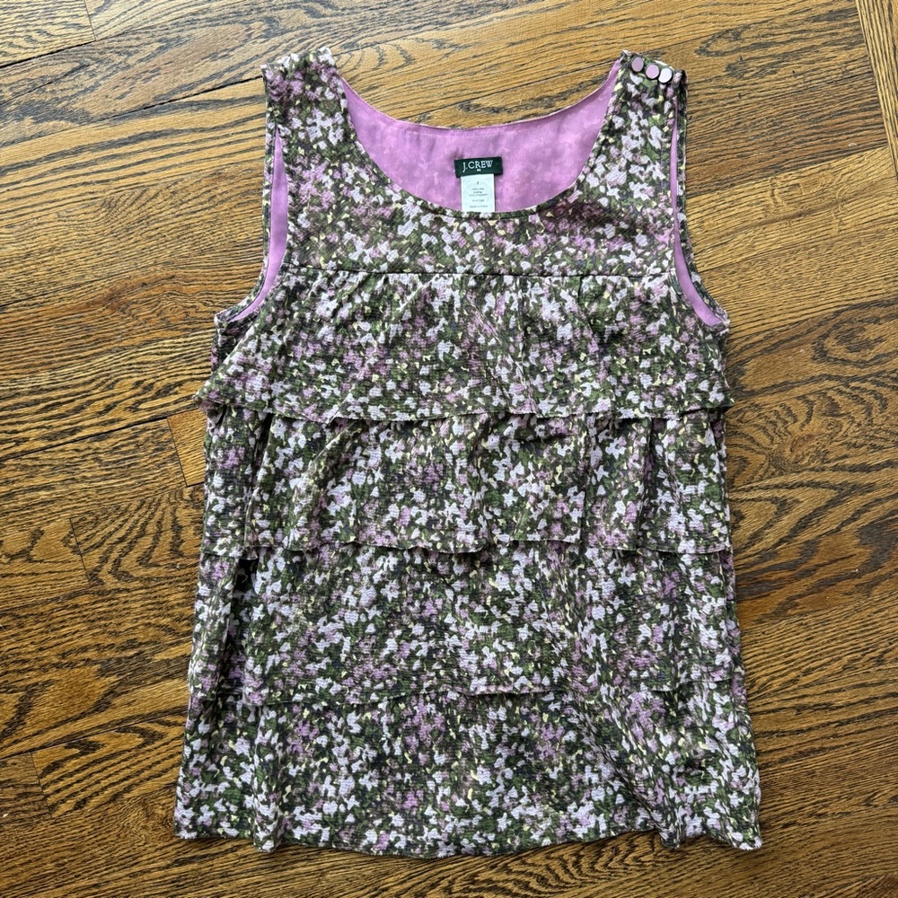 J. Crew 100% Silk Ruffle Tiered Sleeveless Top 2